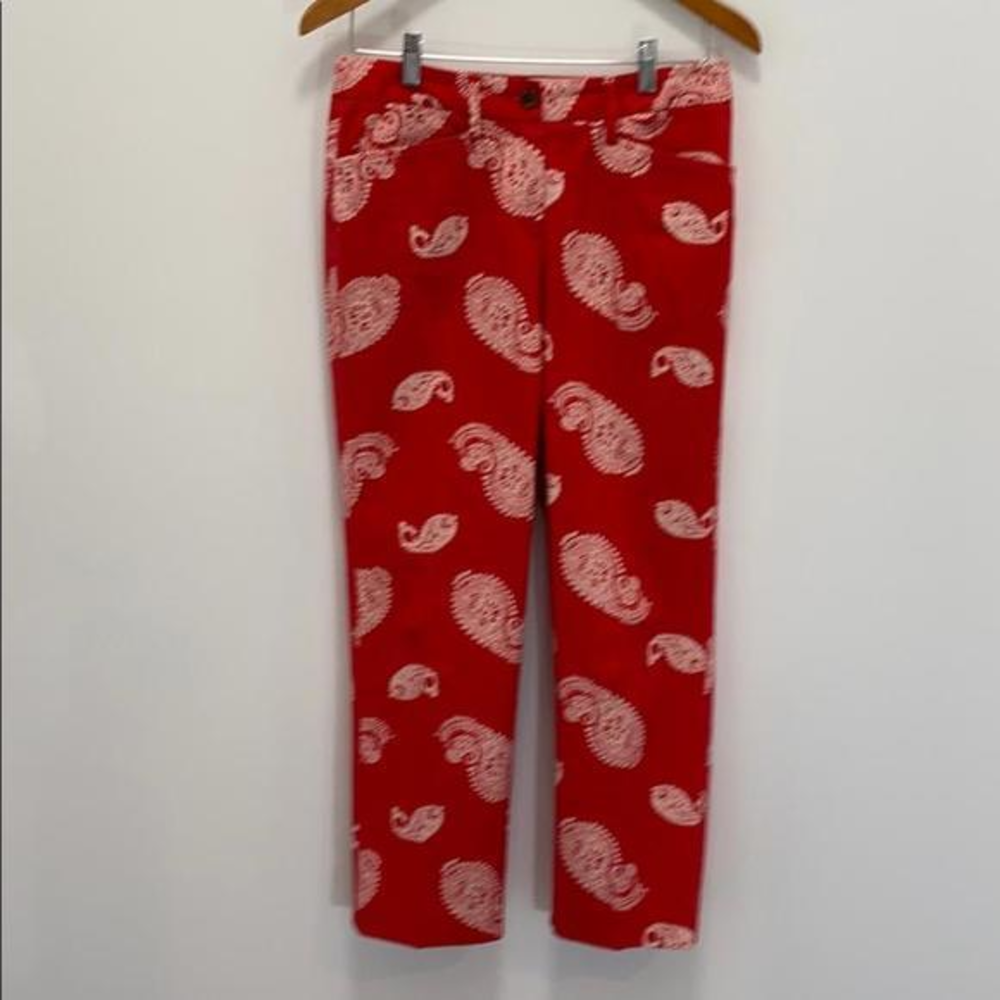 Lands end pant mid‎ rise straight leg paisley print